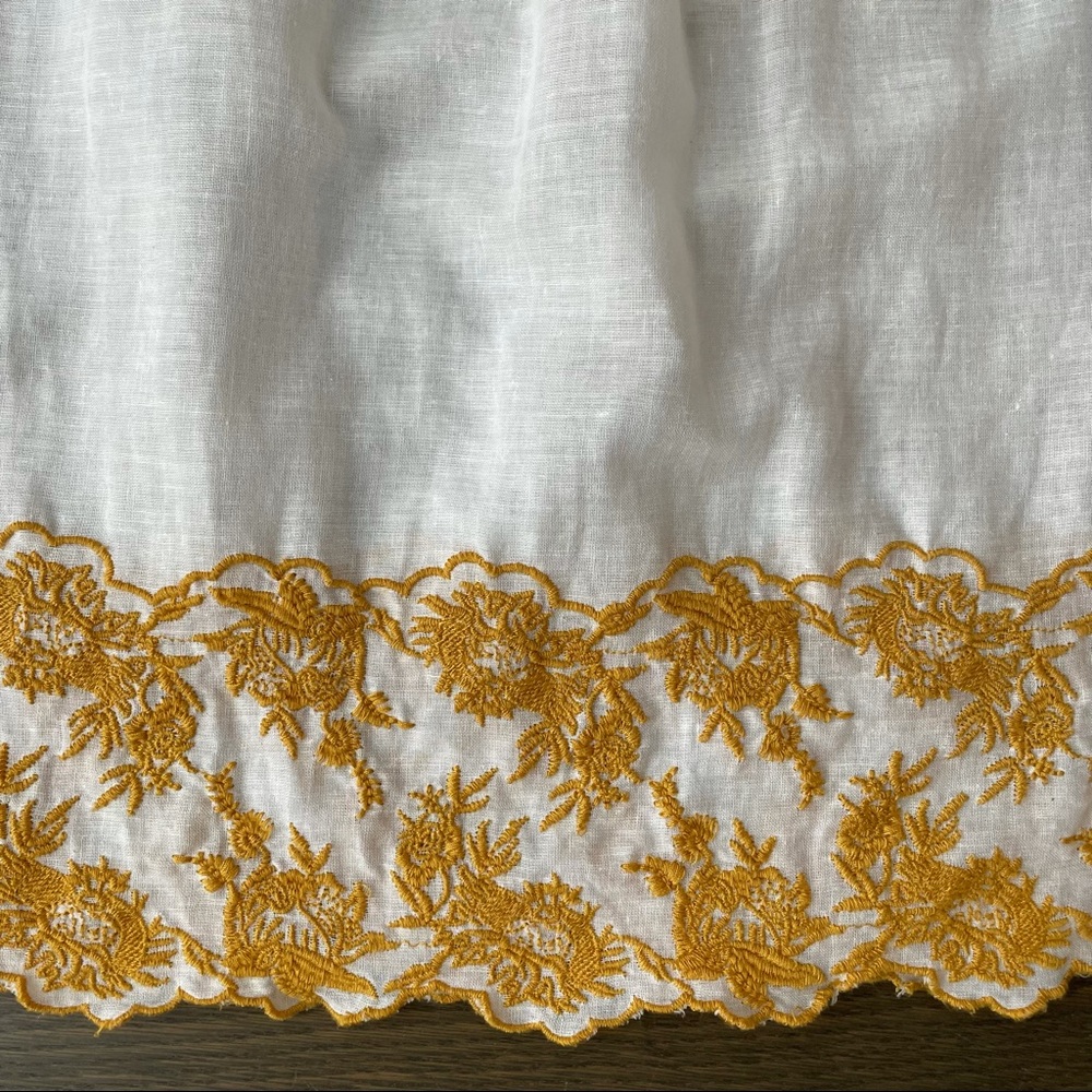 LOFT White Top with Mustard Yellow Embroidery - Picture 4 of 6